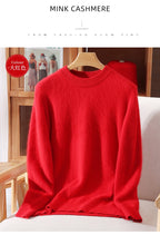 Outono e inverno novo suéter de caxemira de vison feminino curto grosso semi-gola alta camisa de fundo cor sólida simples topo