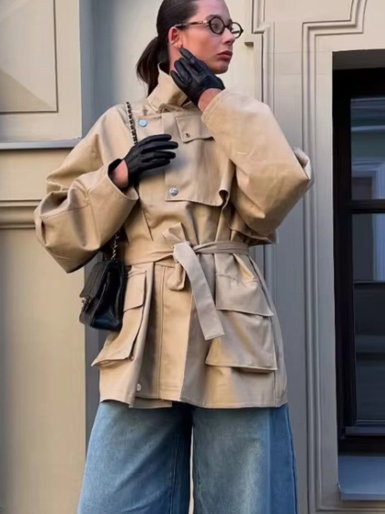 Rowan Belted Khaki Trench Coat