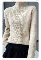 Camiseta Feminina de Gola Alta para Outono e Inverno, Suéter de Cashmere que Emite Calor, Manga Longa, Ajuste Regular