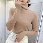 Suéter Feminino Heliar de Gola Alta para Outono, Pulôveres de Tricô Macios, Jumpers de Cashmere, Suéteres Básicos Macios para Mulheres, Outono Inverno 2026