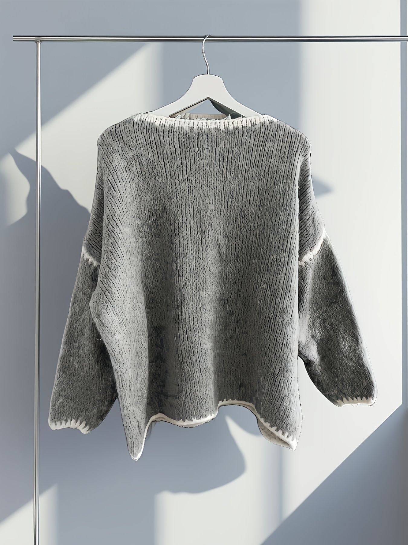 Suéter feminino de outono e inverno com blocos de cores, gola redonda, manga comprida, solto, estilo vintage casual, top de malha.