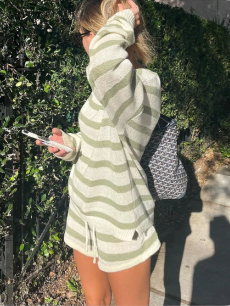 Sloane Striped Knit Shorts Set