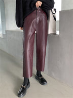 Seoulish Faux Leather Wide-Leg Pants