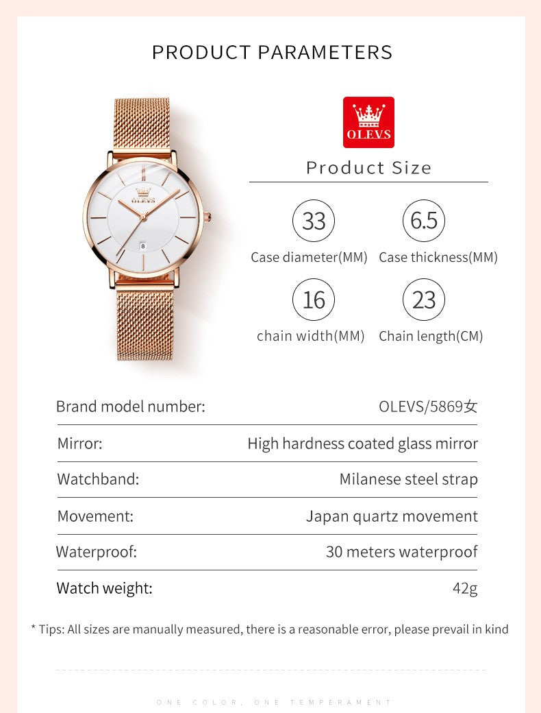OLEVS Celeste Rose Gold Watch Gift Set