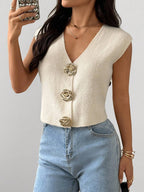 Élodie French-Inspired Knit Vest Cardigan