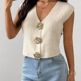 Élodie French-Inspired Knit Vest Cardigan