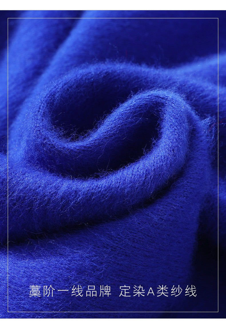 Outono e inverno novo suéter de caxemira de vison feminino curto grosso semi-gola alta camisa de fundo cor sólida simples topo
