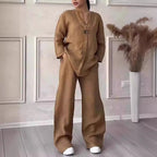Wren Cotton-Linen Blouse & Wide-Leg Pants Set