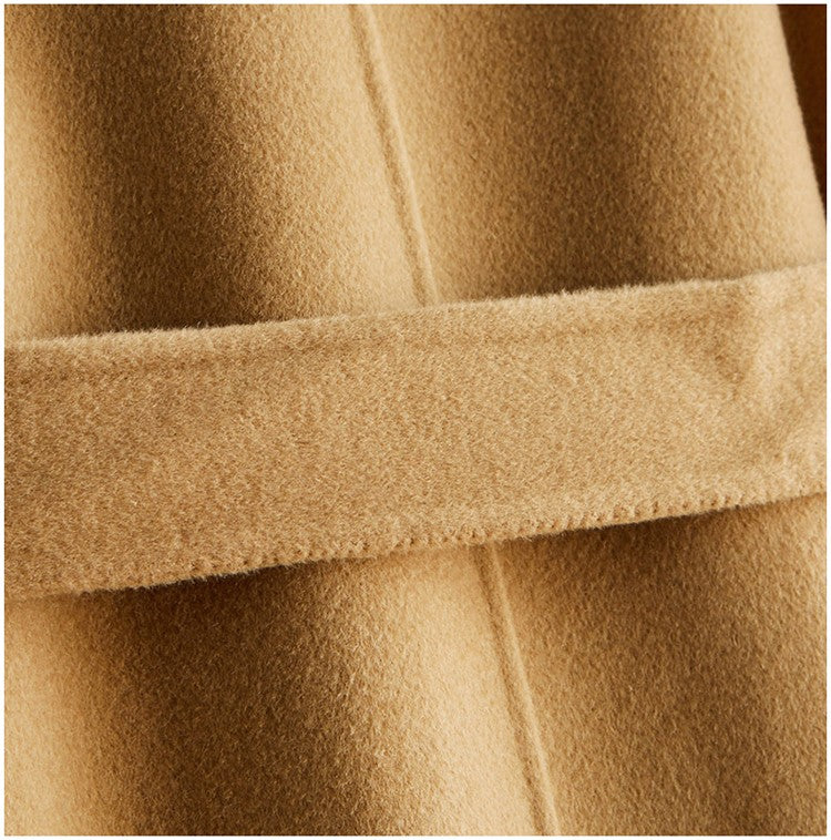 Casaco Feminino CAIXINGLE de Lã 100% com Cinto, Elegante e Moderno, em Lã e Caxemira, Estilo Aberto