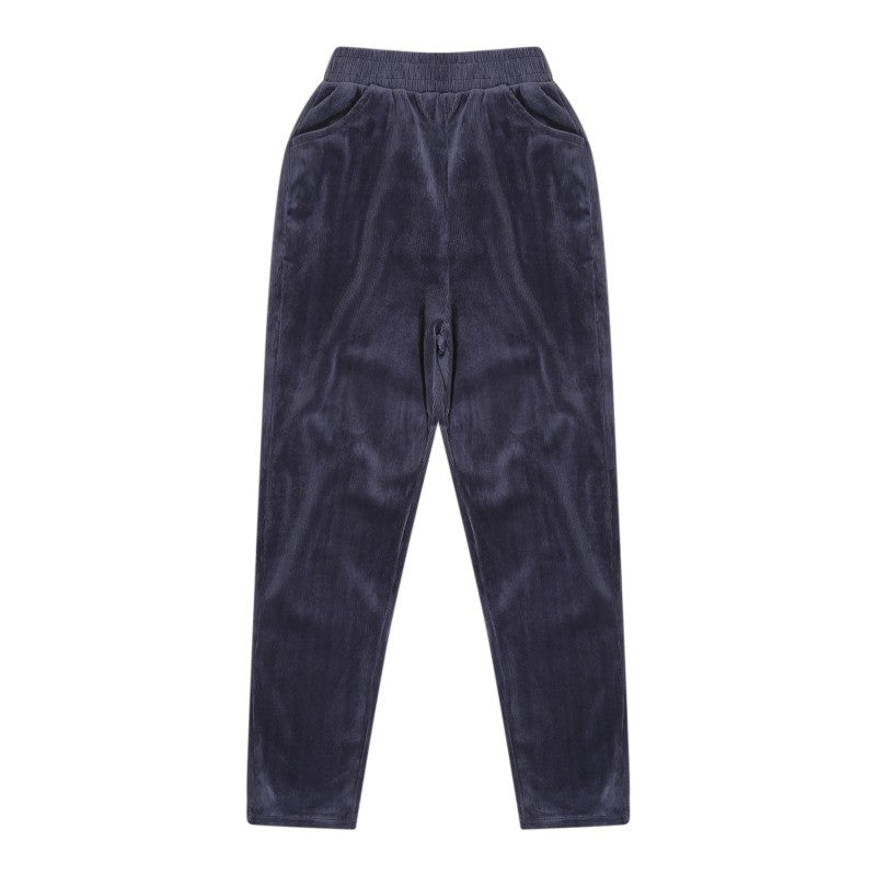 Calças casuais grossas de pelúcia mulheres veludo calças quentes outono inverno leggings cintura alta harem calças femininas