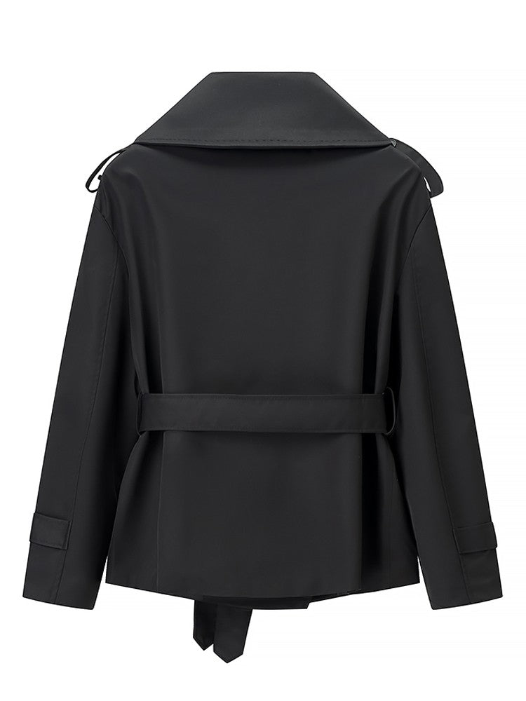 Senhora cor sólida rendas até jaqueta elegante chique manga comprida lapela botão solto casaco outono estilo rua nova jaqueta outerwear 2025
