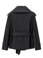 Senhora cor sólida rendas até jaqueta elegante chique manga comprida lapela botão solto casaco outono estilo rua nova jaqueta outerwear 2025