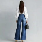 Aurelia Gold-Zip Wide-Leg Jeans