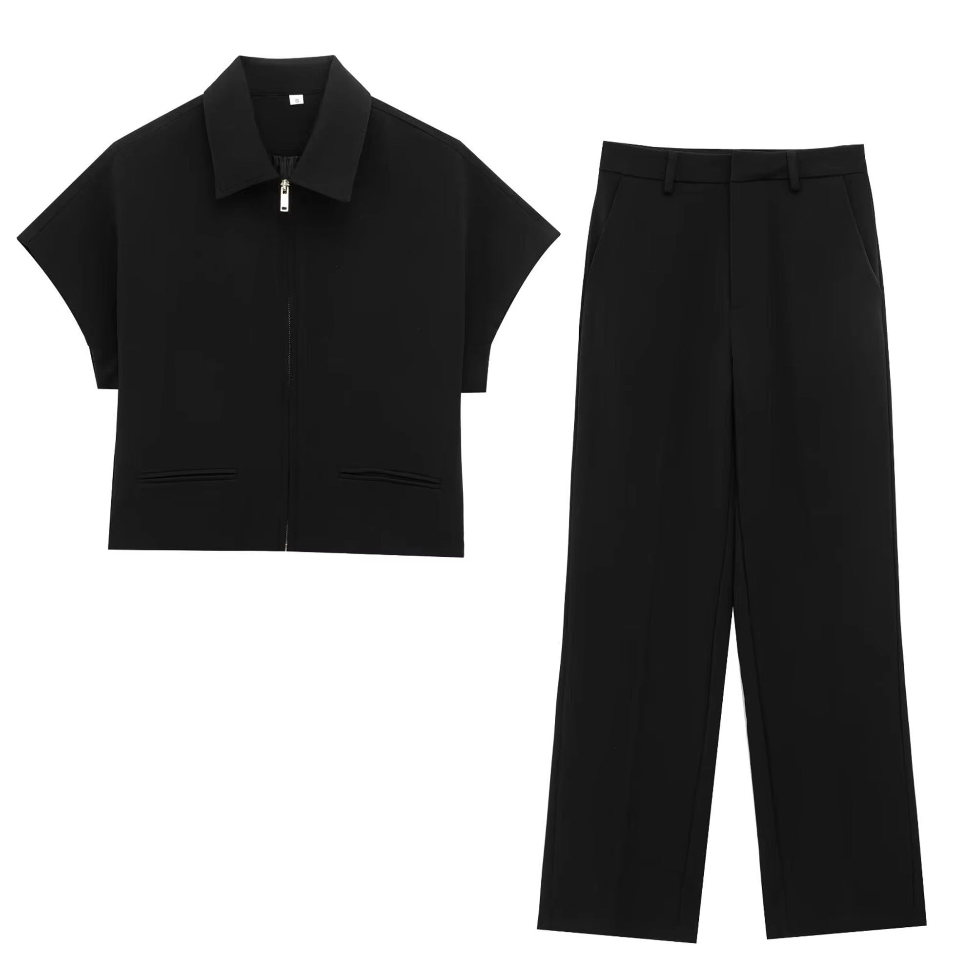 Noelle Zip-Front Wide-Leg Set