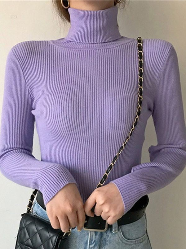 Suéter Feminino Heliar de Gola Alta para Outono, Pulôveres de Tricô Macios, Jumpers de Cashmere, Suéteres Básicos Macios para Mulheres, Outono Inverno 2026