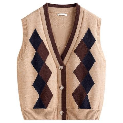 Margot Plaid V-Neck Knit Vest
