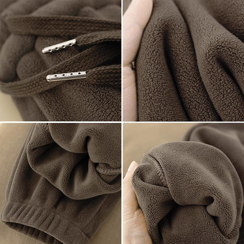 Calças Esportivas Femininas de Fleece Dupla Face Engrossadas para Inverno, Uso Externo, Quentes, Forradas com Orlon, Estilo C...