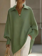 Suéter Tricotado Estilo Casual com Manga Longa e Zíper, Cor Sólida, Feminino, Outono Inverno, Fibra de Poliéster, Top Confort...