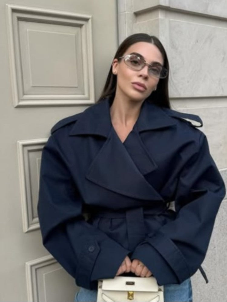 Senhora cor sólida rendas até jaqueta elegante chique manga comprida lapela botão solto casaco outono estilo rua nova jaqueta outerwear 2025