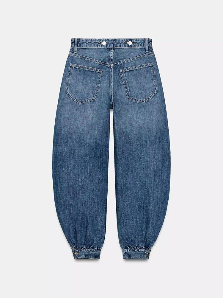 Josie Balloon-Leg Jeans with Bow Detail