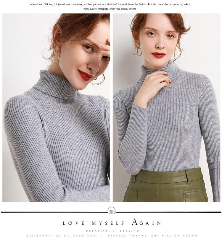 Suéter Feminino Heliar de Gola Alta para Outono, Pulôveres de Tricô Macios, Jumpers de Cashmere, Suéteres Básicos Macios para Mulheres, Outono Inverno 2026