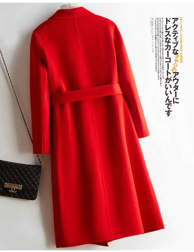 Casaco Feminino CAIXINGLE de Lã 100% com Cinto, Elegante e Moderno, em Lã e Caxemira, Estilo Aberto