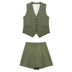 Piper Slim V-Neck Vest & Pleated Shorts Set