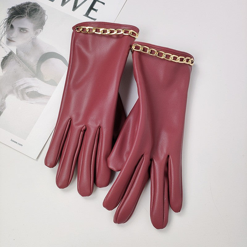 Camille Chain-Detail Touchscreen Gloves