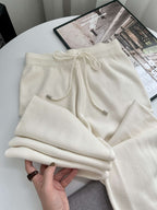 Sable Cashmere-Knit Wide-Leg Trousers