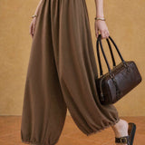 XIAOGULI Caramel Brown Harem Pants