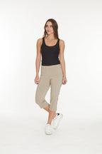 Pull-On Stone Capri Pants With Pockets