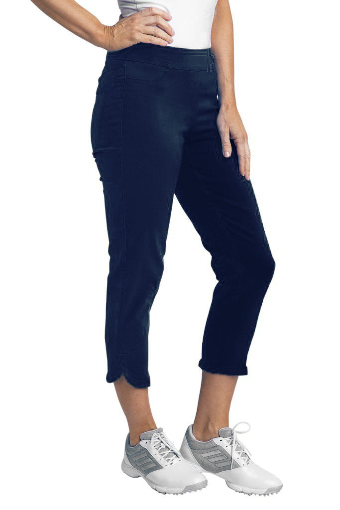 Dolphin Hem Crop Pants - Midnight Blue