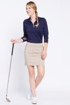 Pull-On Solid Skort with Pockets - Stone