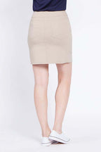 Pull-On Solid Skort with Pockets - Stone