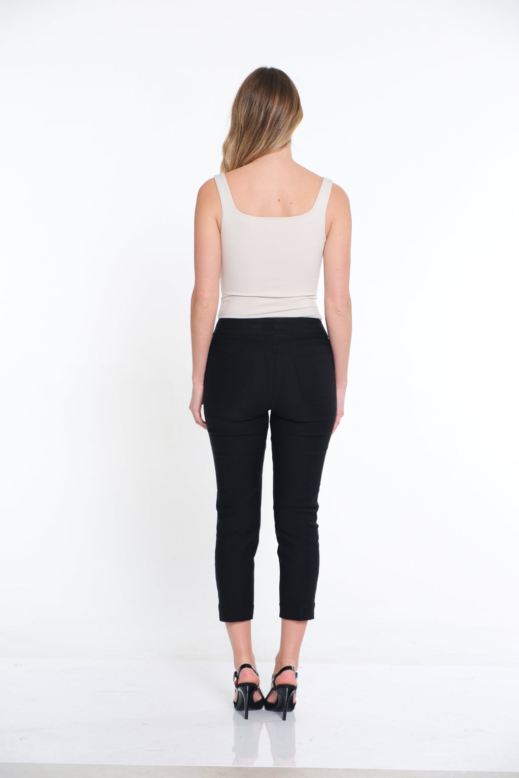Plus Size Pull-On Crop Pant With Real Front & Back Pockets - Black