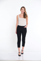 Plus Size Pull-On Crop Pant With Real Front & Back Pockets - Black