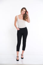 Plus Size Pull-On Crop Pant With Real Front & Back Pockets - Black
