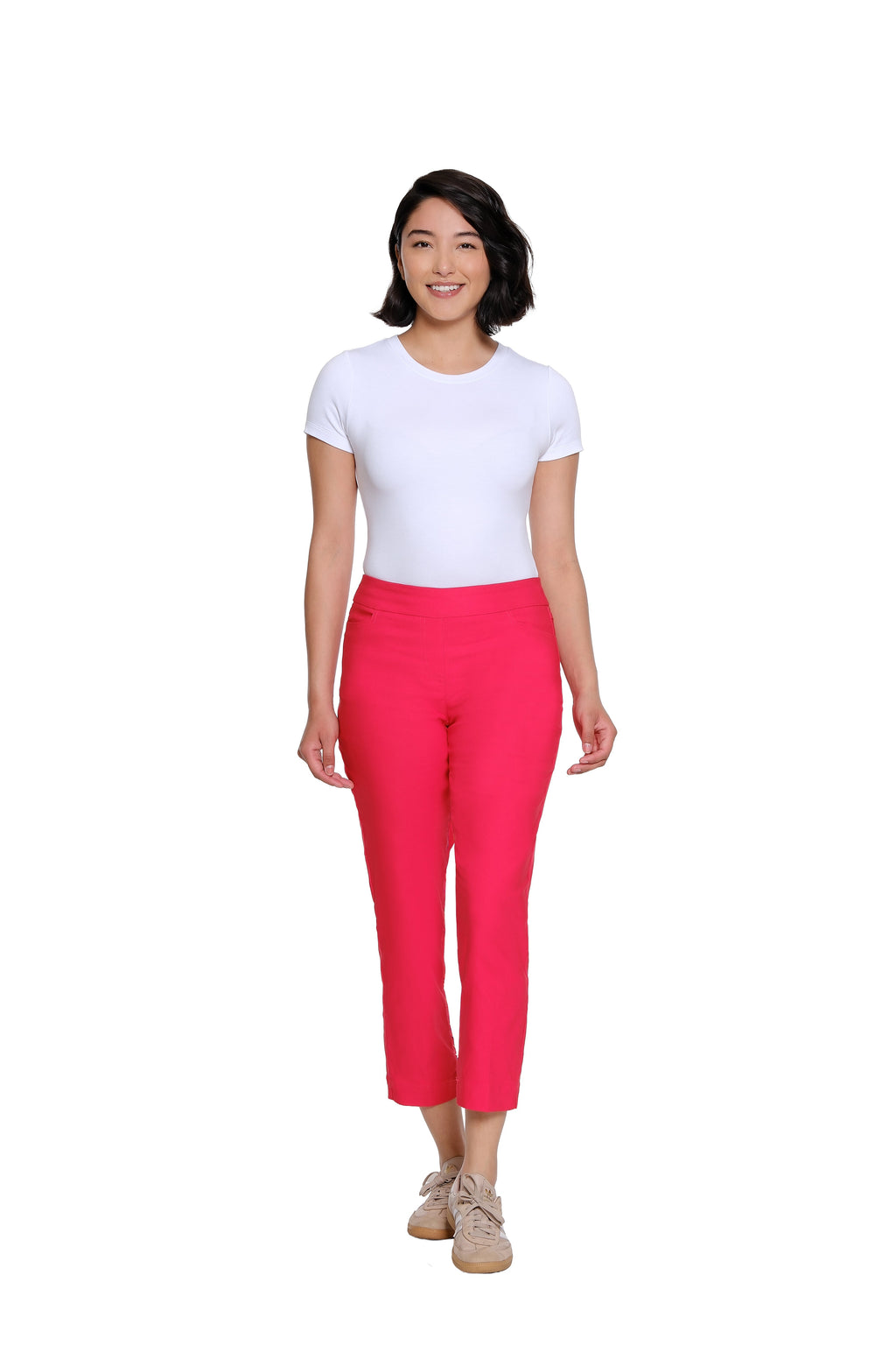 Plus Size Pull-On Crop Pant With Real Front & Back Pockets - Fiery Red