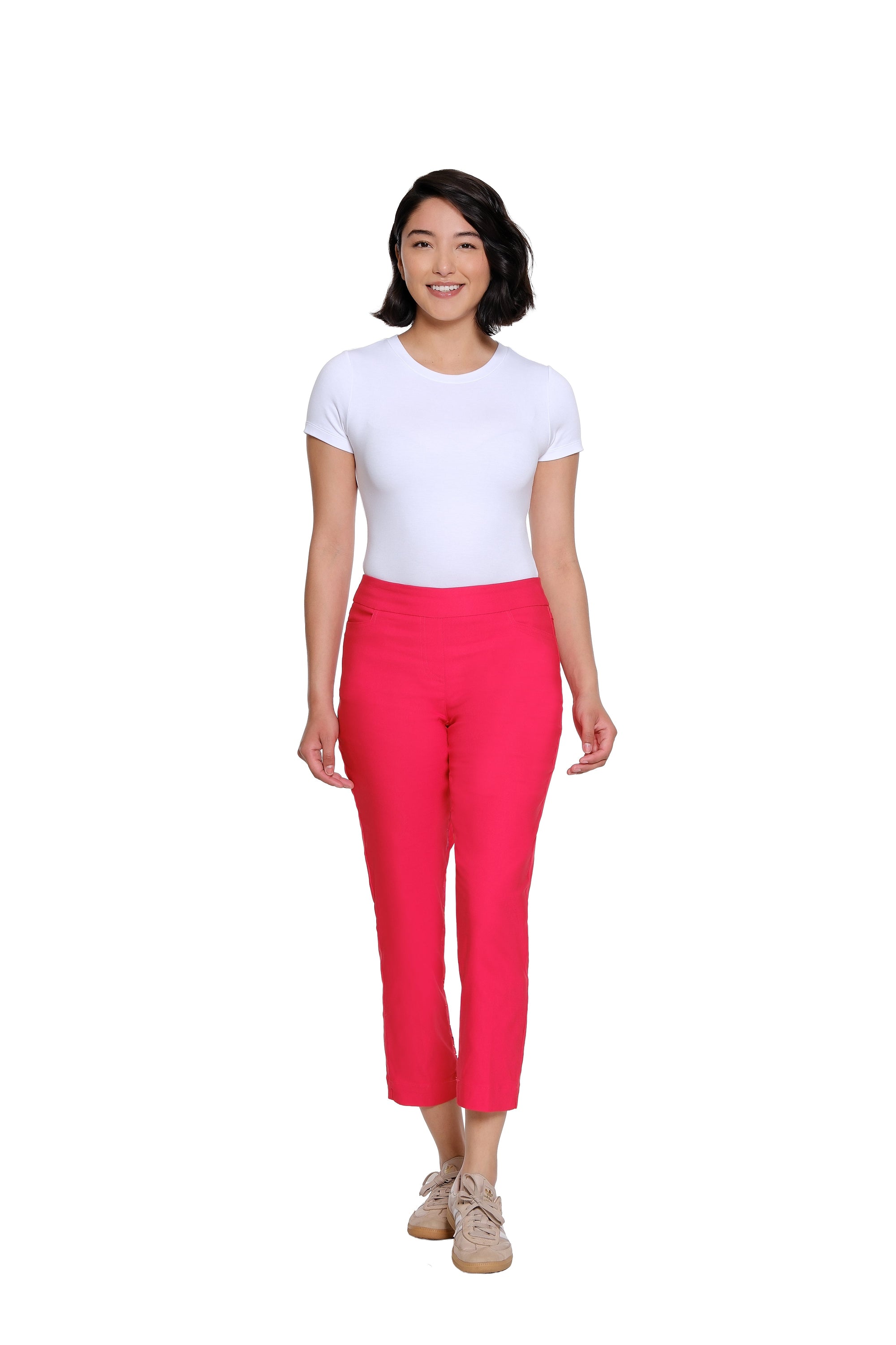 Plus Size Pull-On Crop Pant With Real Front & Back Pockets - Fiery Red
