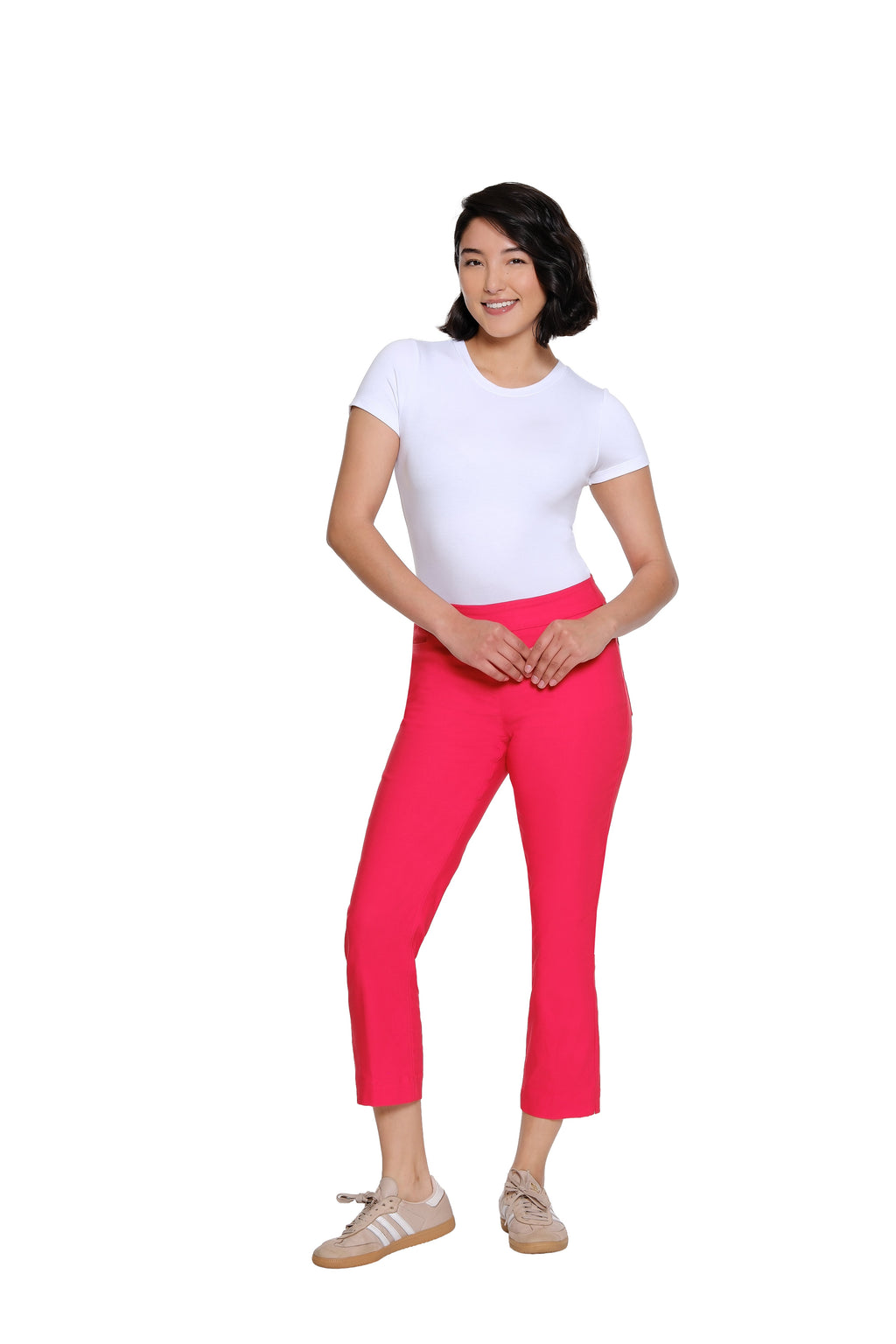 Plus Size Pull-On Crop Pant With Real Front & Back Pockets - Fiery Red