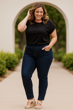 Plus Size Midnight Indigo Ankle Jeans with Pockets
