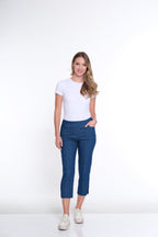 3-Strap Hem Crop Jeans - Denim