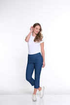 3-Strap Hem Crop Jeans - Denim