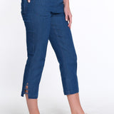 3-Strap Hem Crop Jeans - Denim