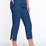 Petite 3-Strap Hem Crop Jeans - Denim