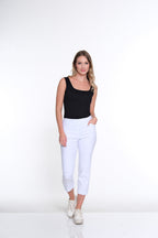 Petite 3-Strap Hem Crop Pant - White