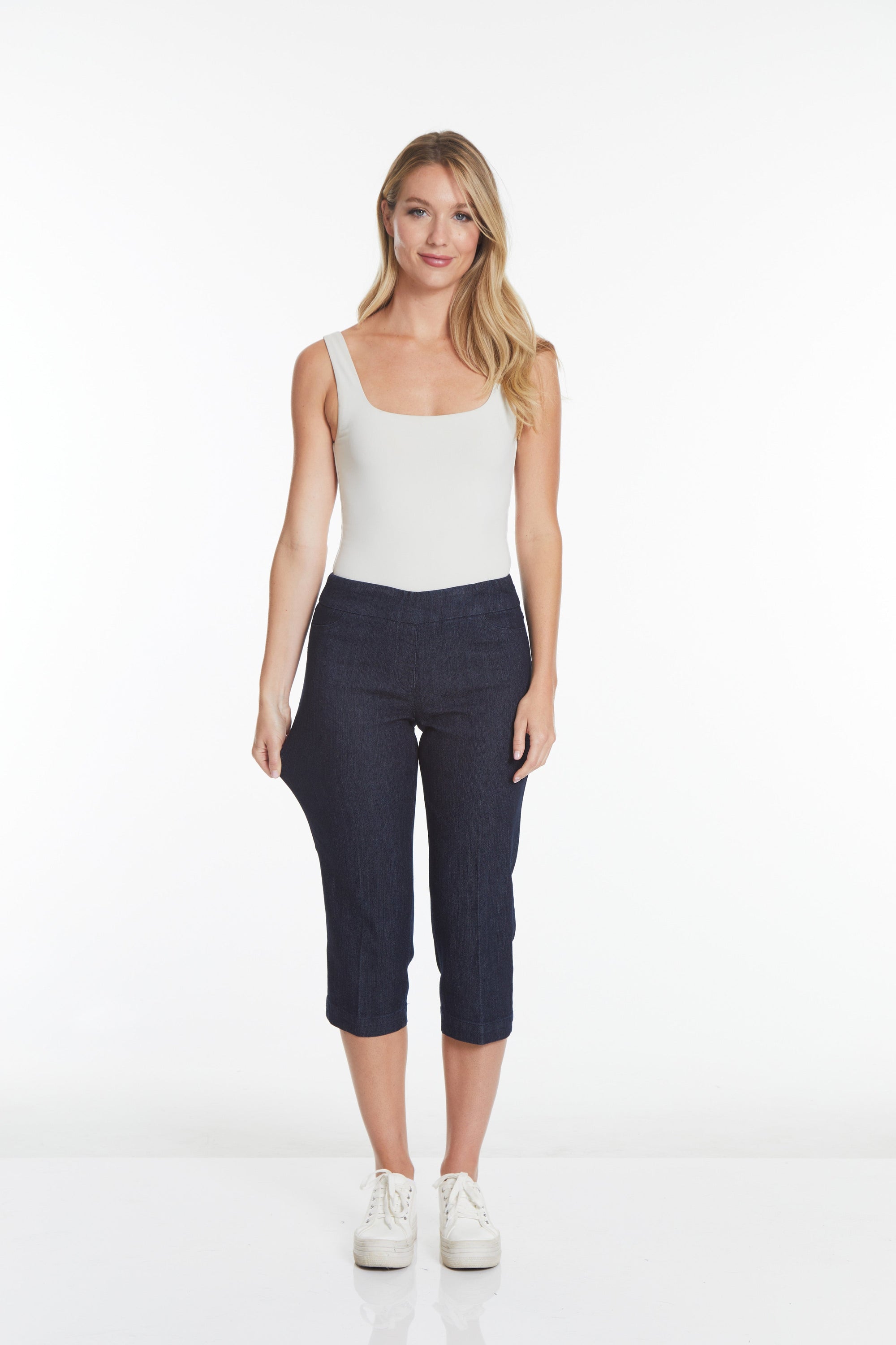 Pull On Denim Capri Jean With Pockets