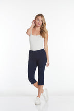 Pull-On Midnight Blue Capri Pants With Pockets