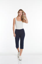 Pull-On Midnight Blue Capri Pants With Pockets