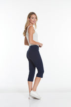Pull-On Midnight Blue Capri Pants With Pockets
